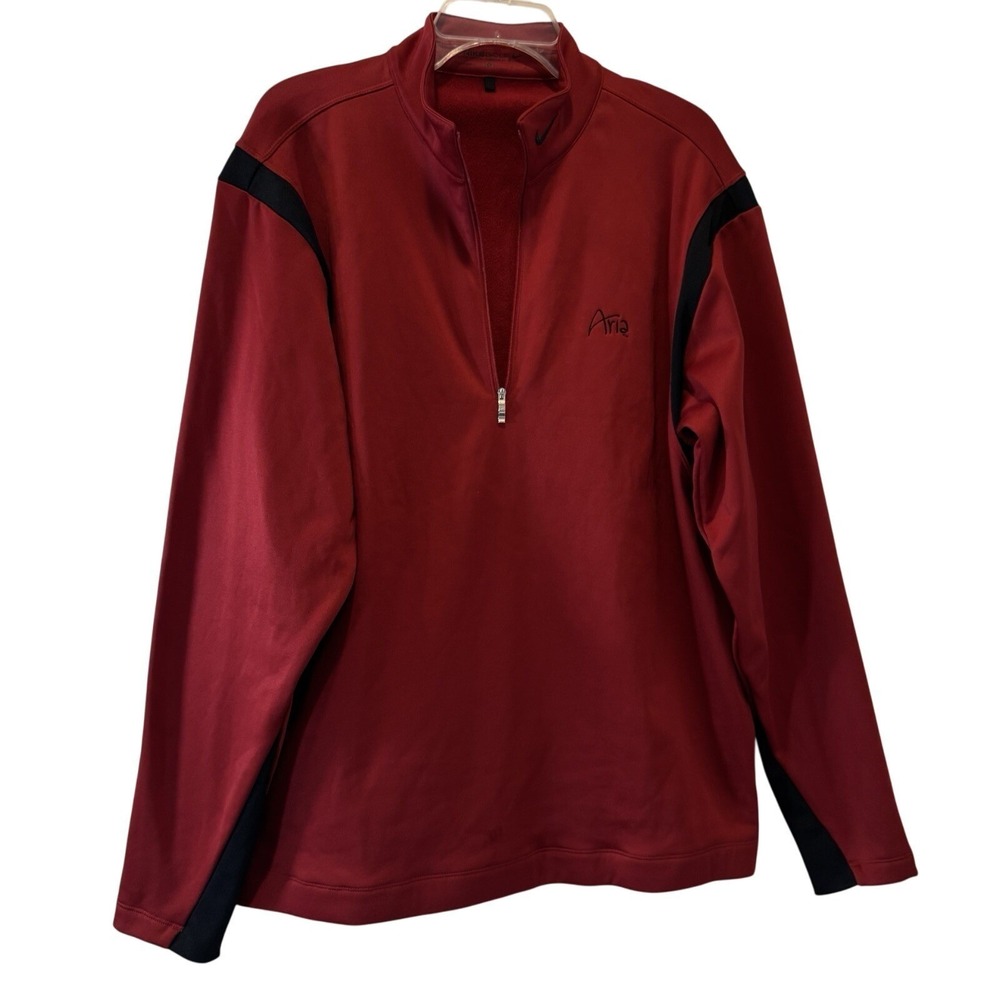 Nike Golf Aria Quarter Zip Pullover Red Burgundy Athletic Outdoors Casual Large